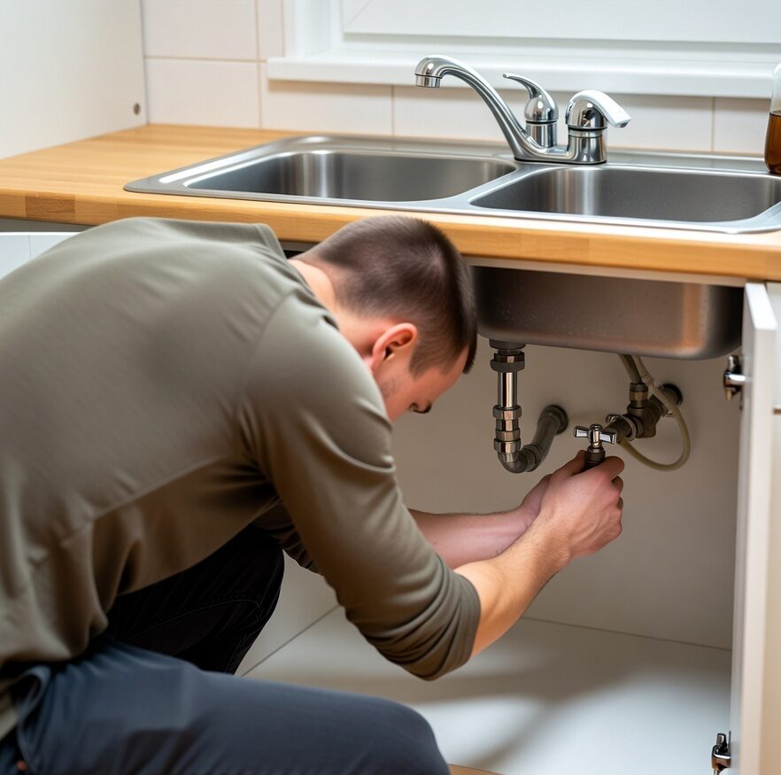 A person turning off water supply 