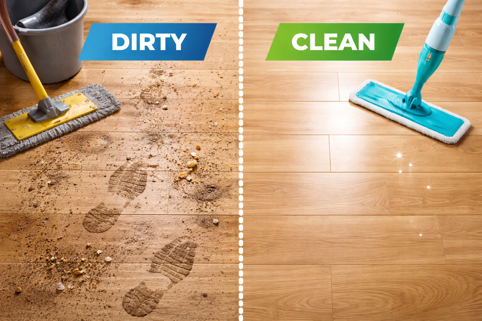 Dirty vs Clean Floor Comparison