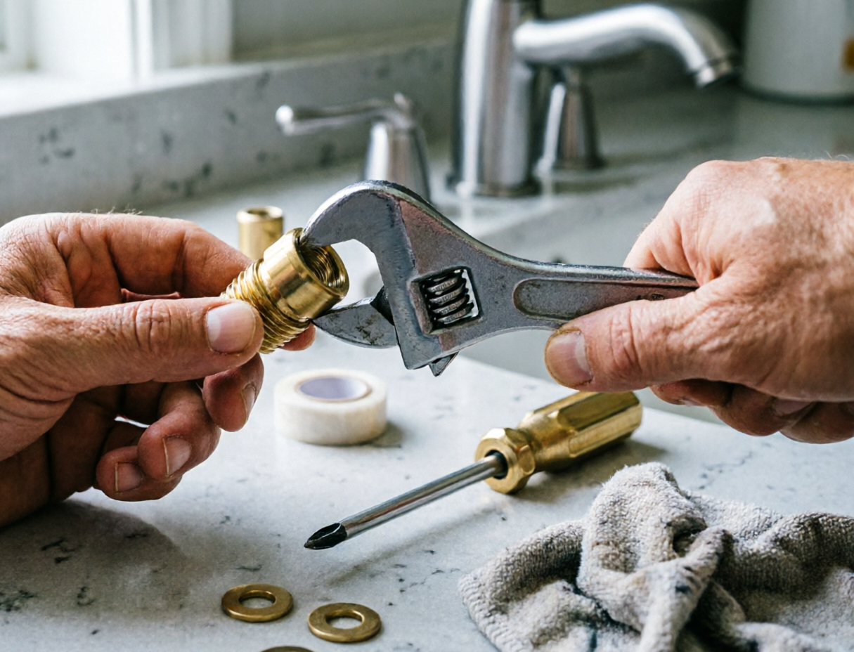 A person turning off water supply 
